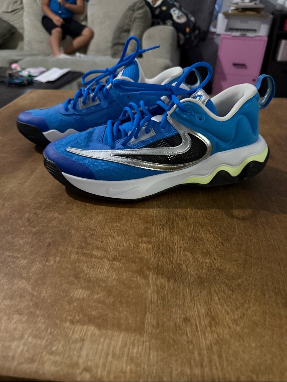 Nike Blue and Silver Men's Athletic Sneakers